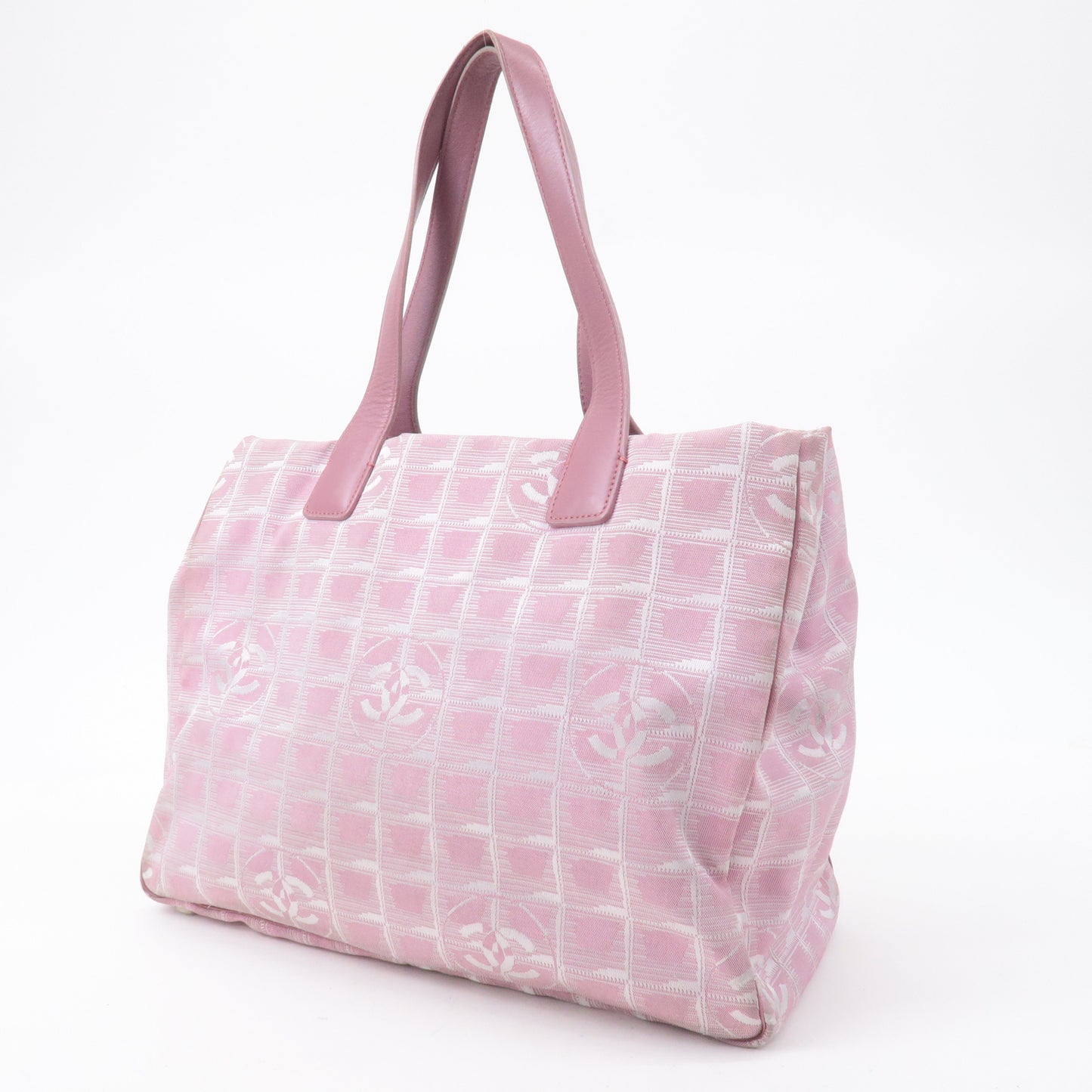 CHANEL New Travel Line Nylon Jacquard Leather Tote Bag MM A15991