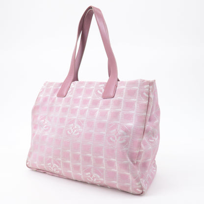 CHANEL New Travel Line Nylon Jacquard Leather Tote Bag MM A15991