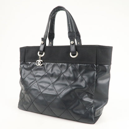 CHANEL Paris Biarritz MM Coated Canvas Leather Tote Bag A34209