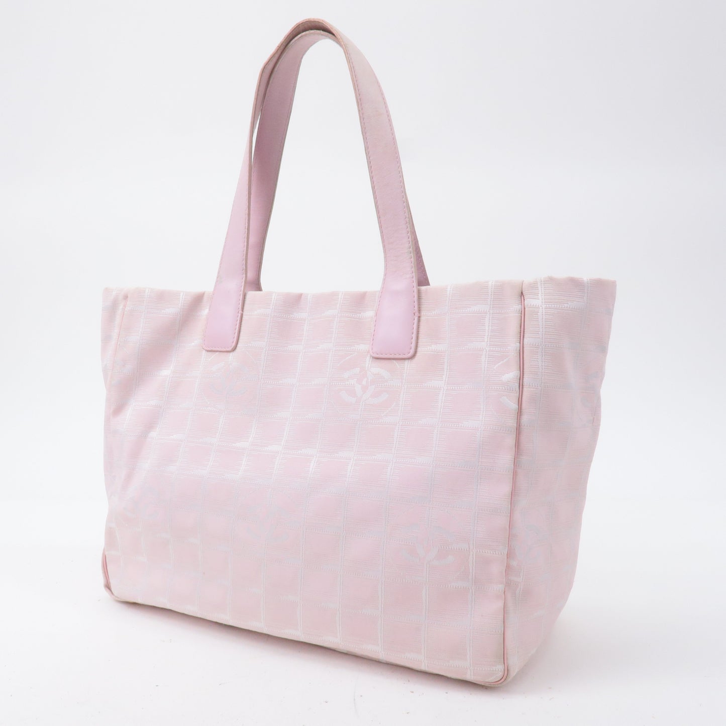 CHANEL New Travel Line Nylon Jacquard Leather Tote Bag MM A15991