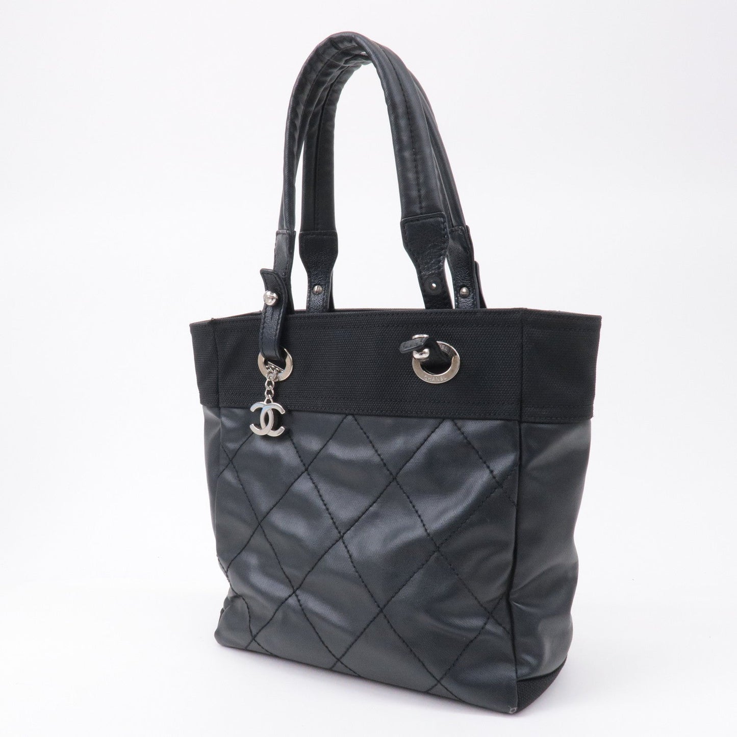 CHANEL Paris Biarritz Coated Canvas Leather Tote Bag PM A34208