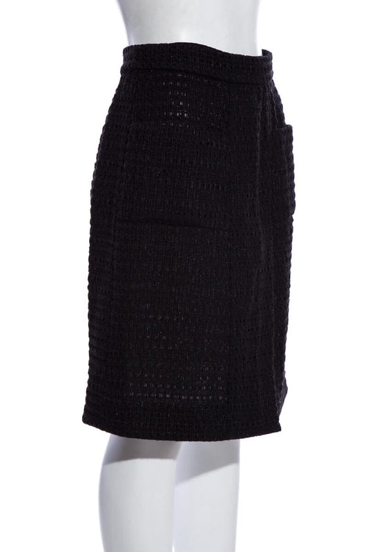 Chanel Black Tweed Skirt SZ 38