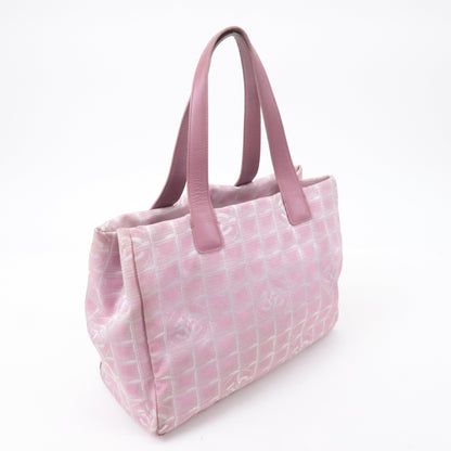 CHANEL New Travel Line Nylon Jacquard Leather Tote Bag MM A15991