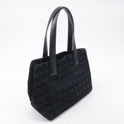 CHANEL New Travel Line Nylon Jacquard PM Tote Bag Black A20457