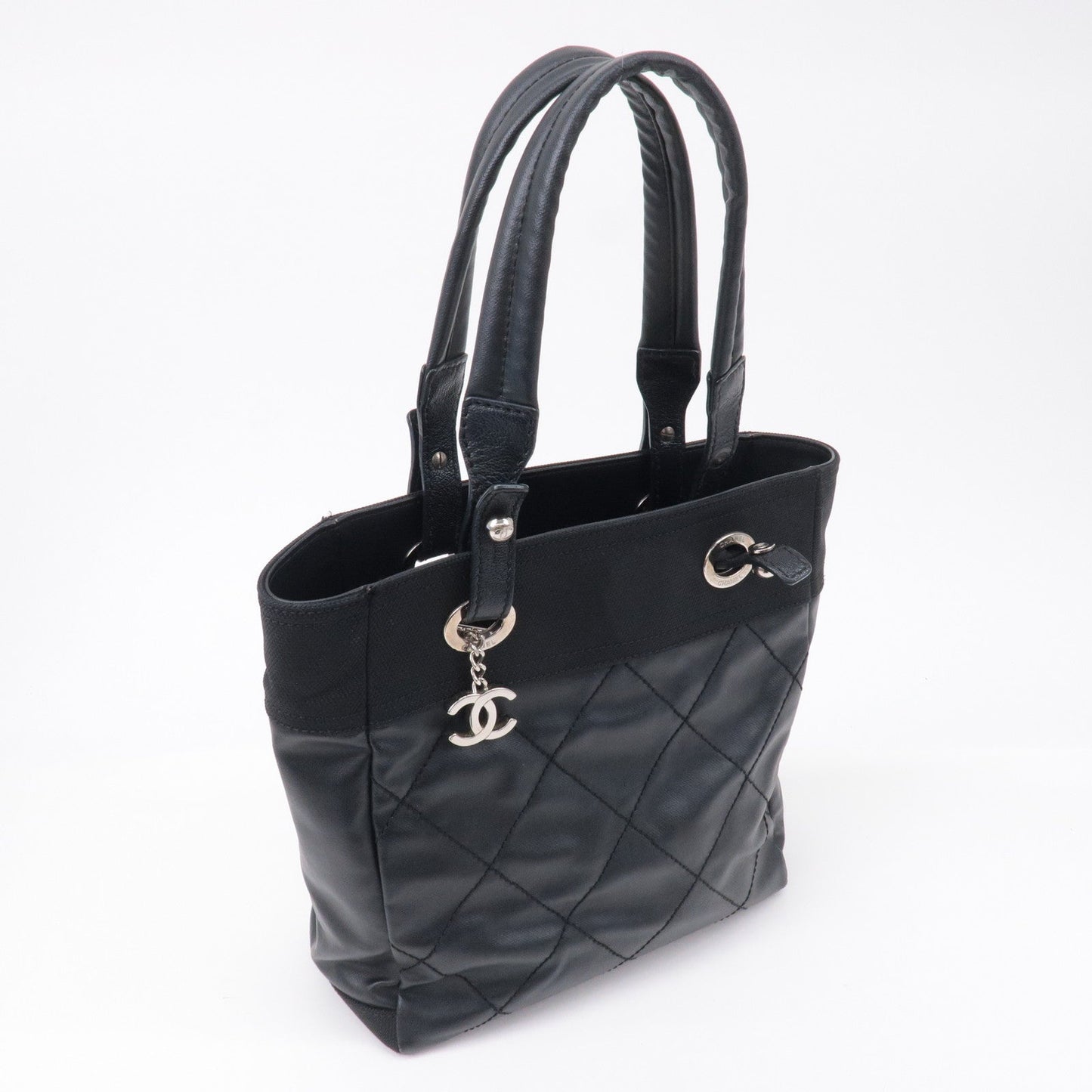 CHANEL Paris Biarritz Coated Canvas Leather Tote Bag PM A34208