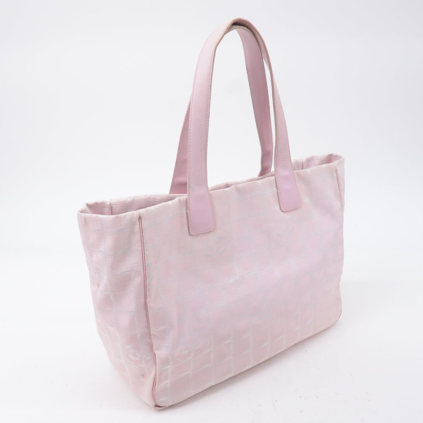 CHANEL New Travel Line Nylon Jacquard Leather Tote Bag MM A15991