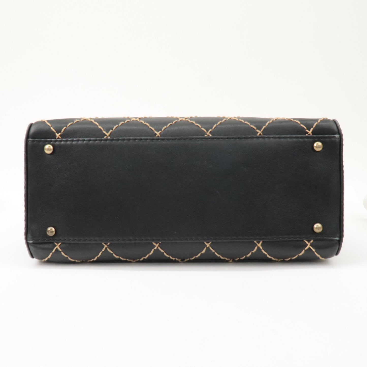 CHANEL Wild Stitch Leather Hand Bag Black A14692