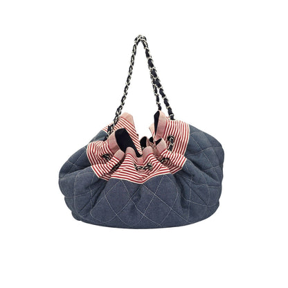 Chanel Vintage Denim Coco Cabas Drawstring Tote
