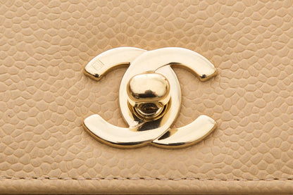 Chanel Vintage 1997-99 Nude Caviar Leather Handbag