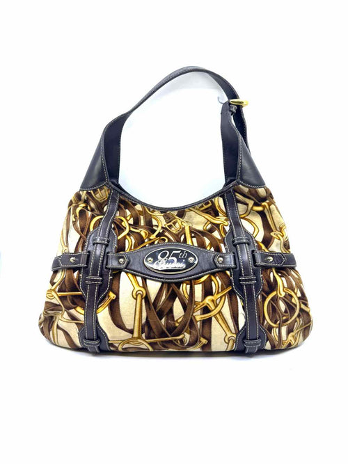 GUCCI Brown, beige Velvet Horsebit Handbag