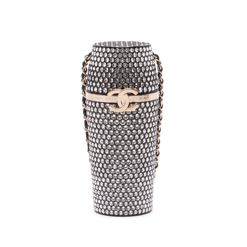 Black Chanel Crystal Lipstick Case on Chain Vanity Bag