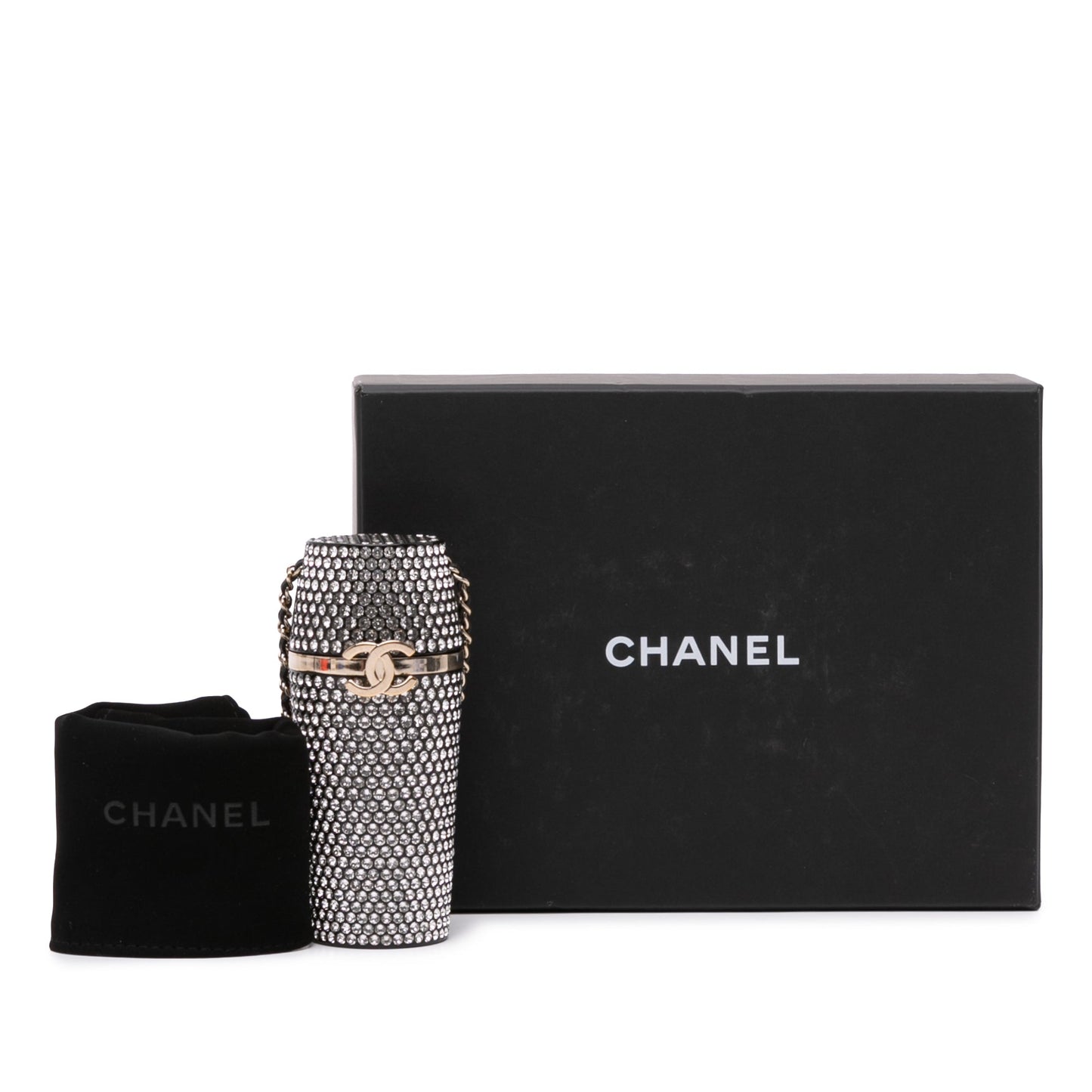 Black Chanel Crystal Lipstick Case on Chain Vanity Bag