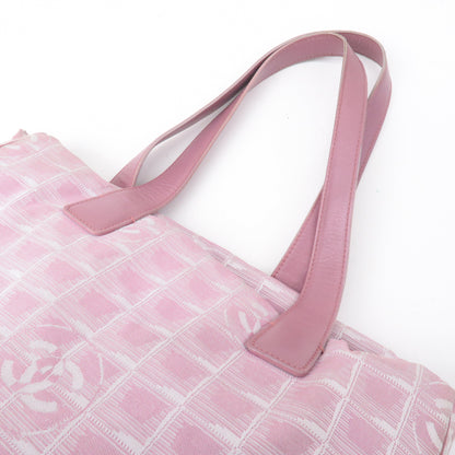 CHANEL New Travel Line Nylon Jacquard Leather Tote Bag MM A15991