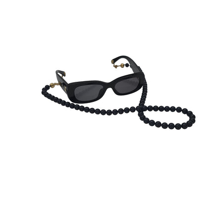 Chanel 5488-A Black Rectangle Sunglasses w/ Bead Chain