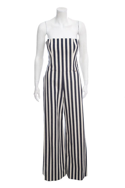 Chanel Striped Nautical Canvas Denim Jumpsuit SZ 38