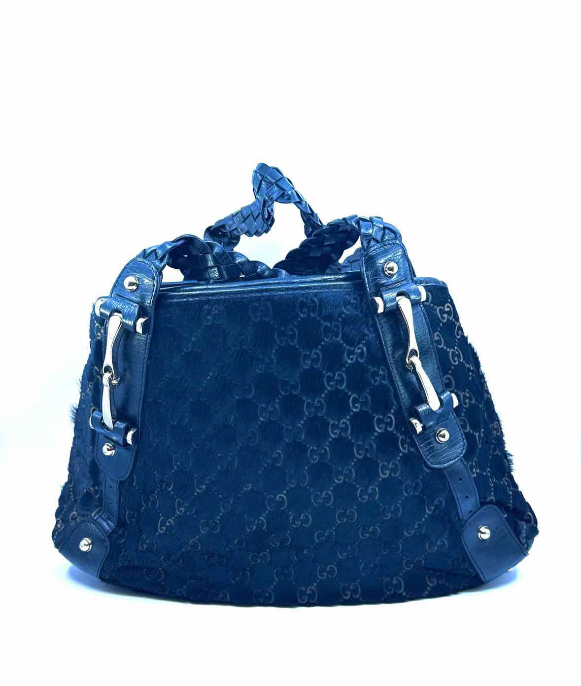 GUCCI Black PONY HAIR Monogram Handbag