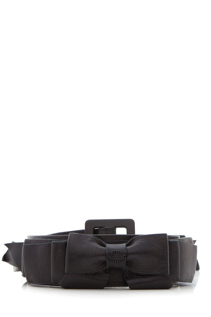 Chanel 2008 Black Leather Bow Belt SZ 90/36