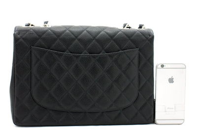 CHANEL Classic Large 11" Chain Shoulder Bag Black Grained Calfskin h58