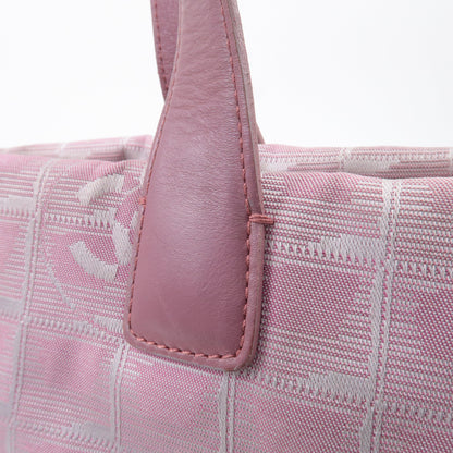 CHANEL New Travel Line Nylon Jacquard Leather Tote Bag MM A15991
