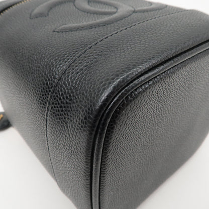 CHANEL Caviar Skin Vanity Bag Hand Bag Cosmetic Bag Black A01998