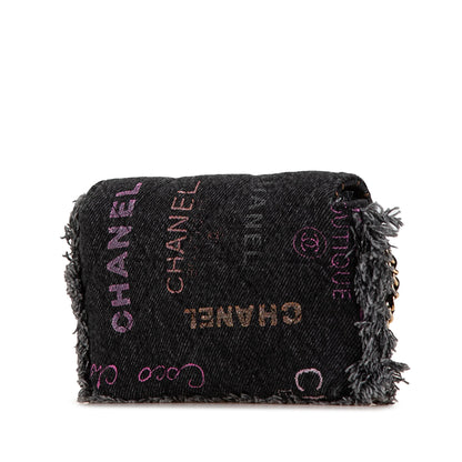 Black Chanel Denim Mood Clutch with Chain Crossbody Bag