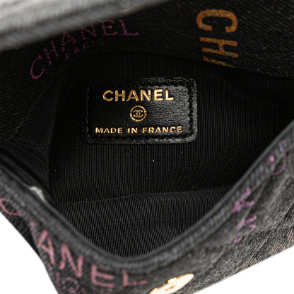 Black Chanel Denim Mood Clutch with Chain Crossbody Bag