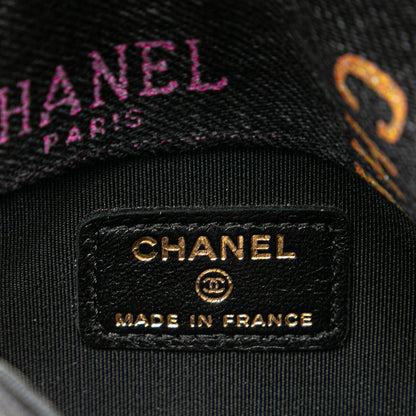 Black Chanel Denim Mood Clutch with Chain Crossbody Bag