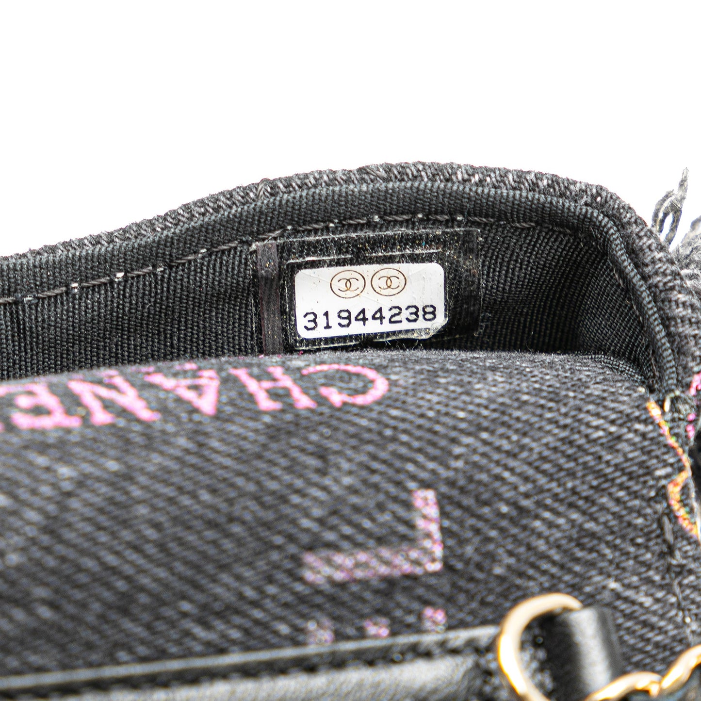 Black Chanel Denim Mood Clutch with Chain Crossbody Bag