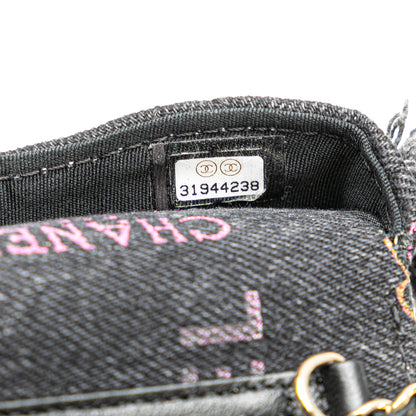 Black Chanel Denim Mood Clutch with Chain Crossbody Bag