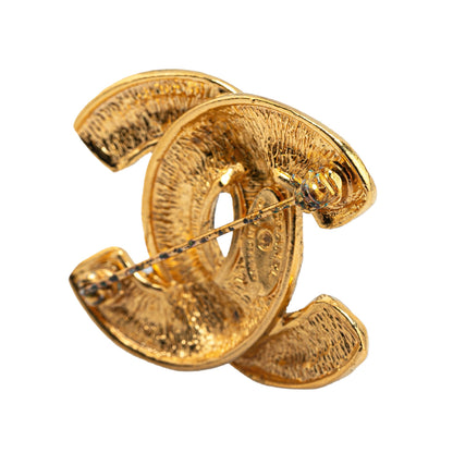 Gold Chanel Gold Plated CC Quilted Brooch