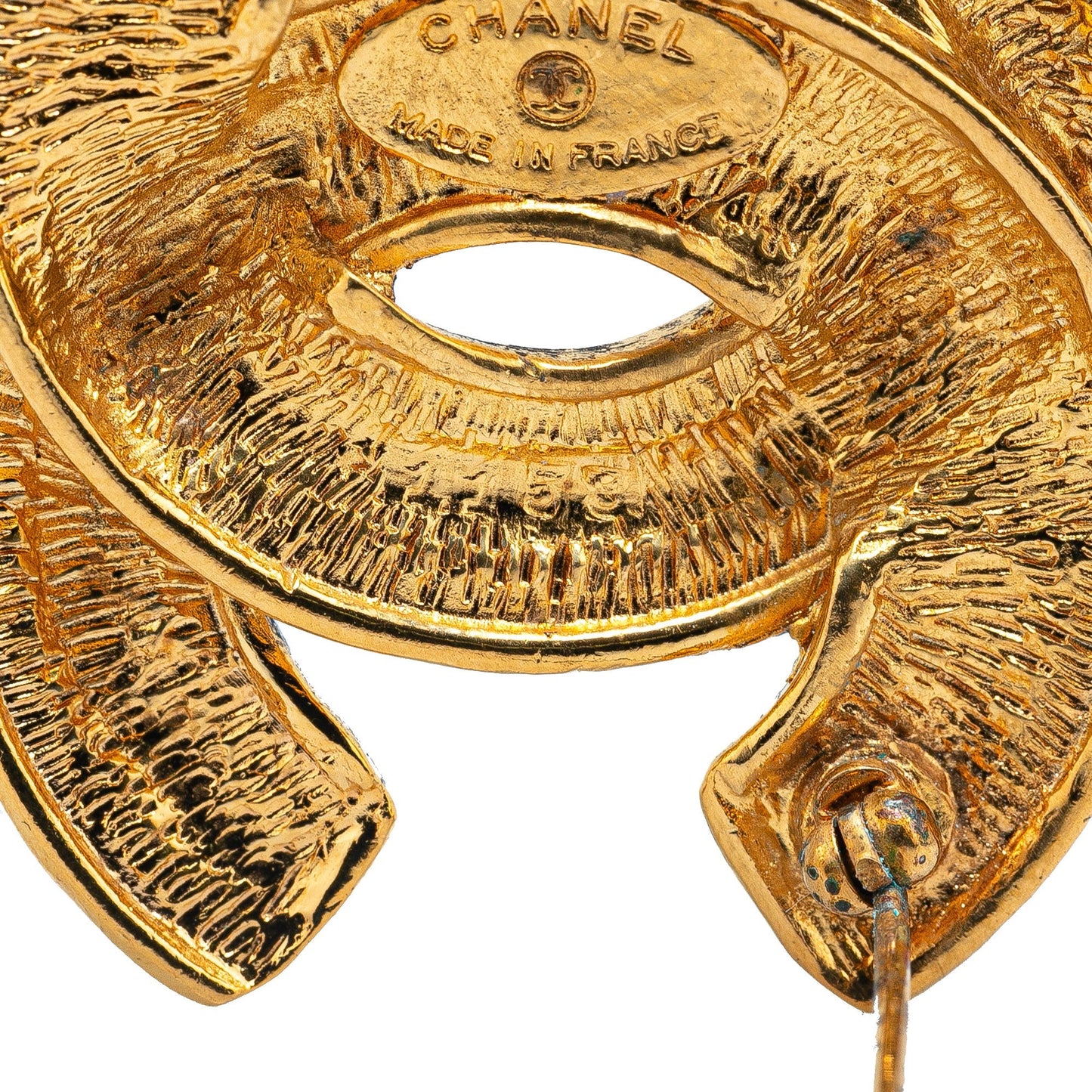 Gold Chanel Gold Plated CC Quilted Brooch