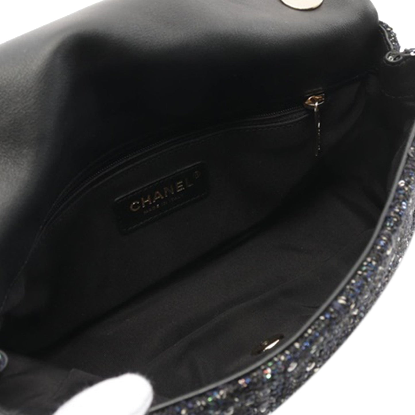 Black Chanel Medium Tweed Pearl Top Handle Flap Satchel