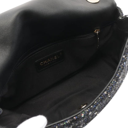 Black Chanel Medium Tweed Pearl Top Handle Flap Satchel