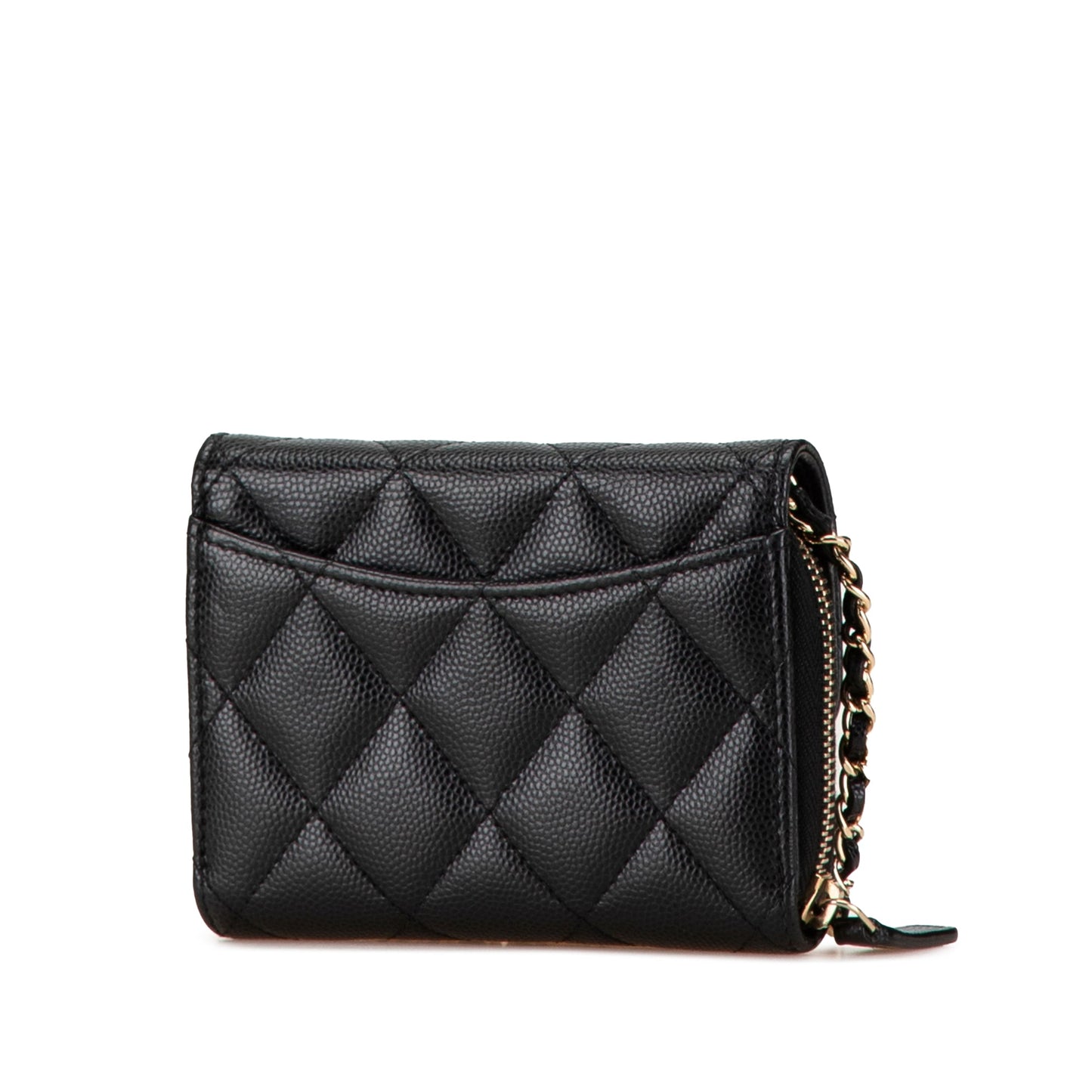 Black Chanel Classic Caviar Coin Pouch with Chain Crossbody Bag