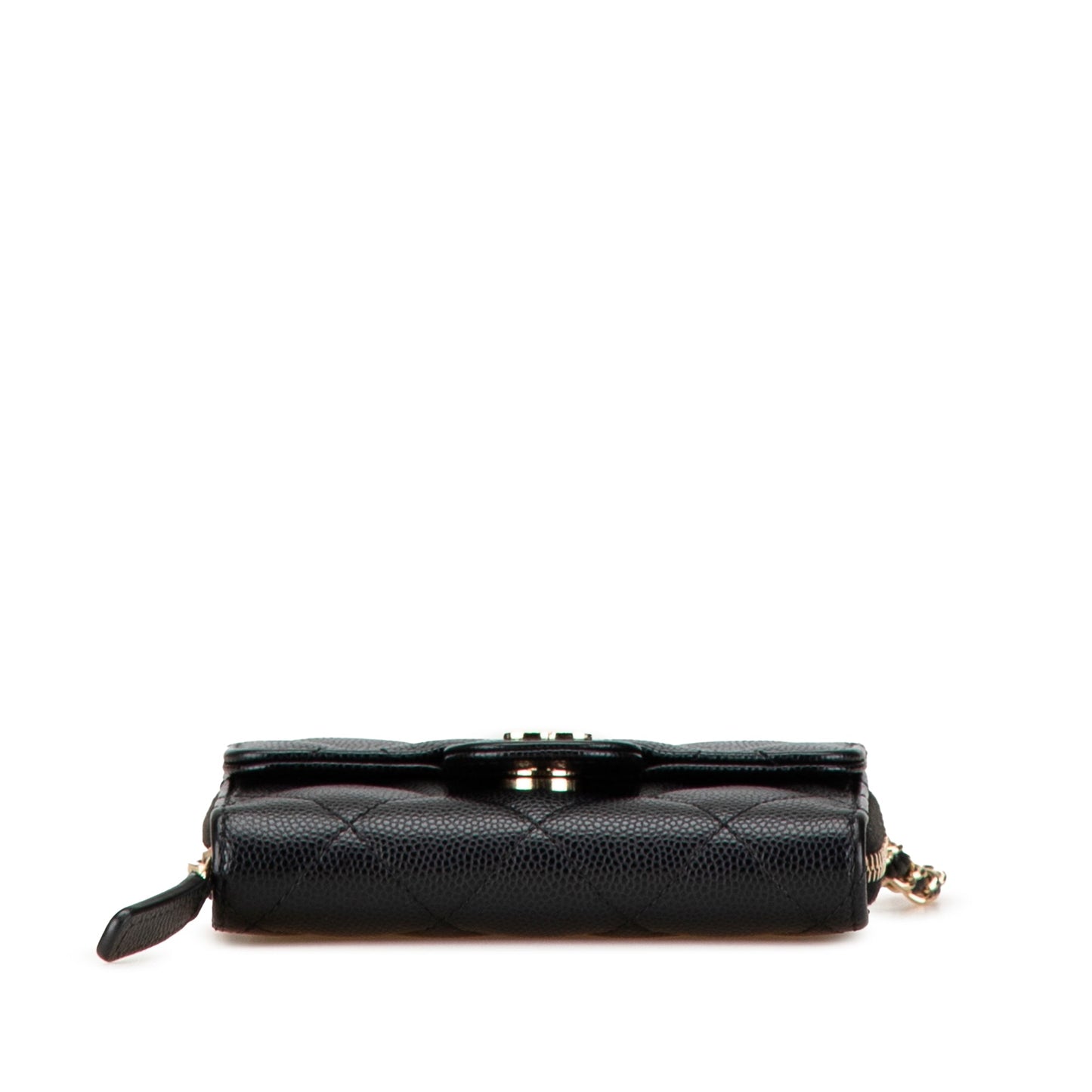 Black Chanel Classic Caviar Coin Pouch with Chain Crossbody Bag