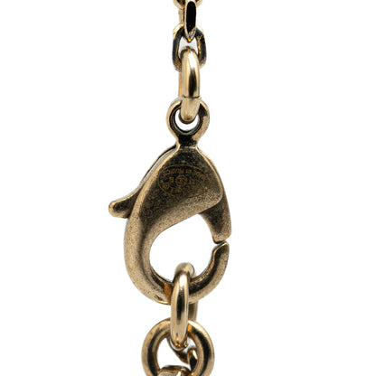 Gold Chanel Gold Plated Rhinestones CC Pendant Necklace