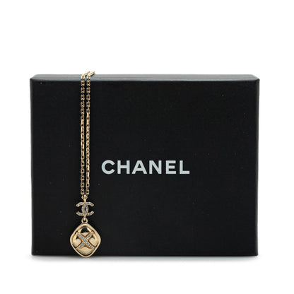Gold Chanel Gold Plated Rhinestones CC Pendant Necklace