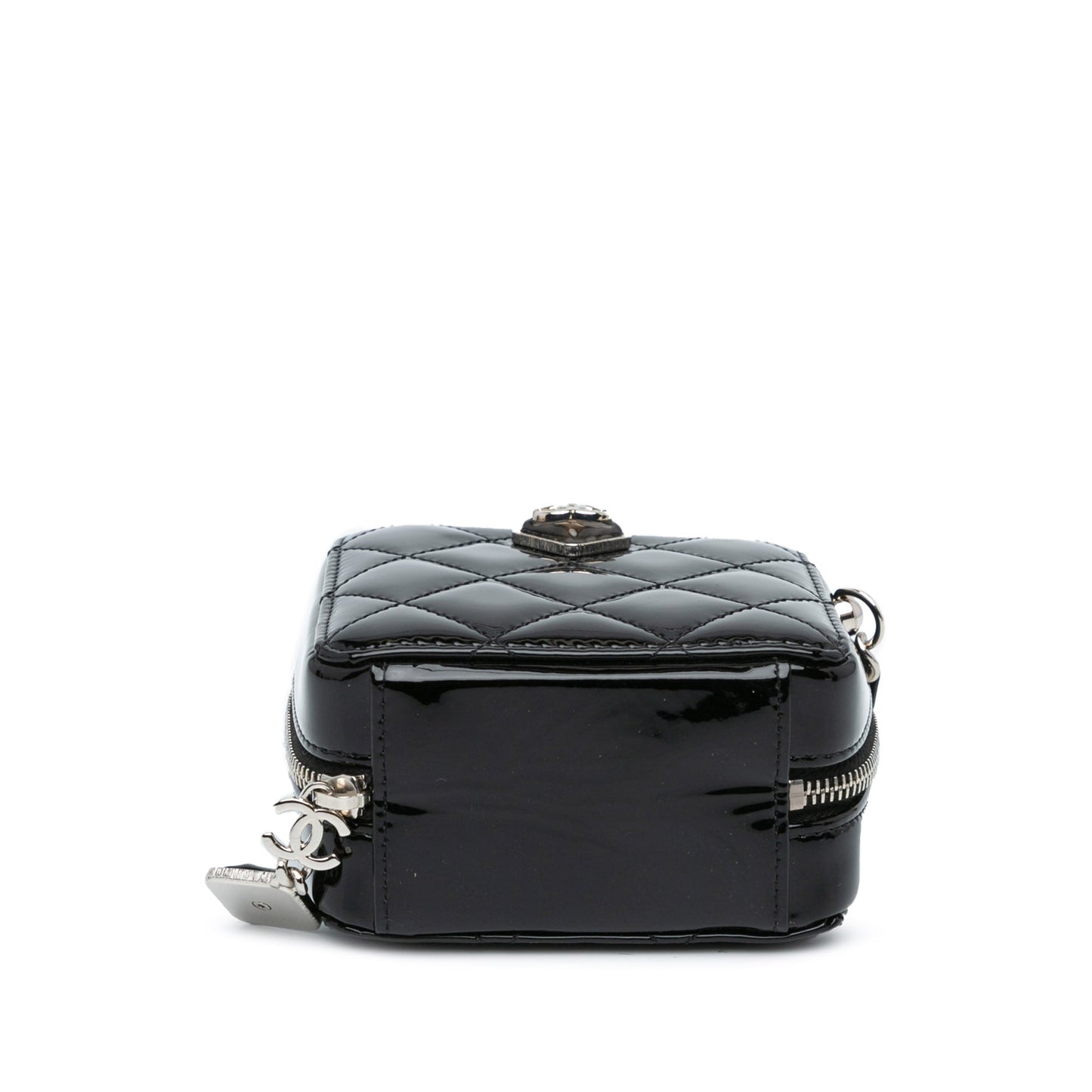 Black Chanel CC Quilted Patent Clutch With Chain Crossbody Bag