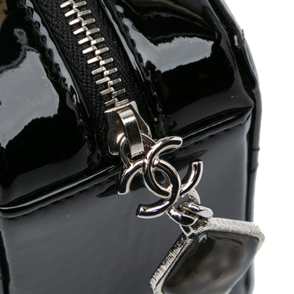 Black Chanel CC Quilted Patent Clutch With Chain Crossbody Bag