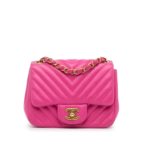 Chanel Sac Mini Square Classic Chevron Lambskin Flap