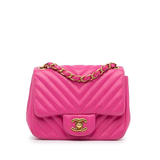 Chanel Sac Mini Square Classic Chevron Lambskin Flap