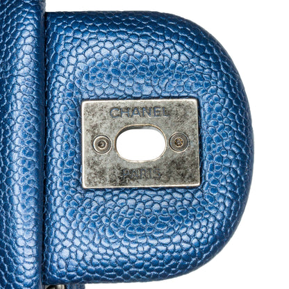 Blue Chanel Medium Quilted Iridescent Caviar Easy Flap Shoulder Bag