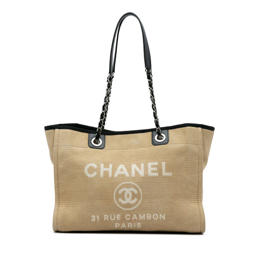 Beige Chanel Small Canvas Deauville Tote