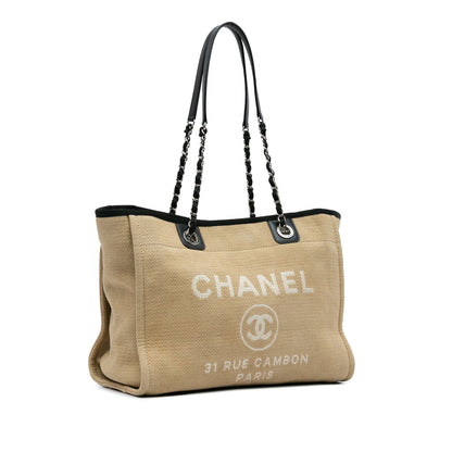 Beige Chanel Small Canvas Deauville Tote