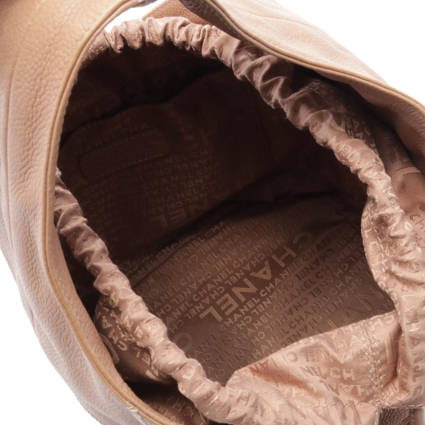 Beige Chanel Grained Calfskin Chocolate Bar Handbag