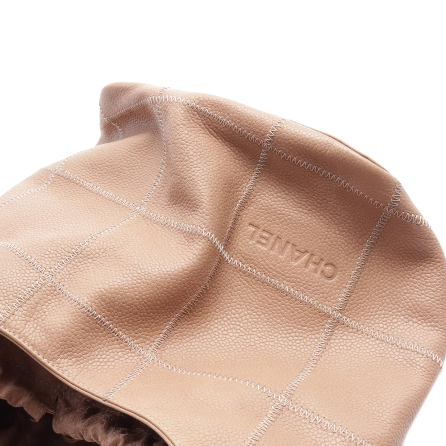 Beige Chanel Grained Calfskin Chocolate Bar Handbag