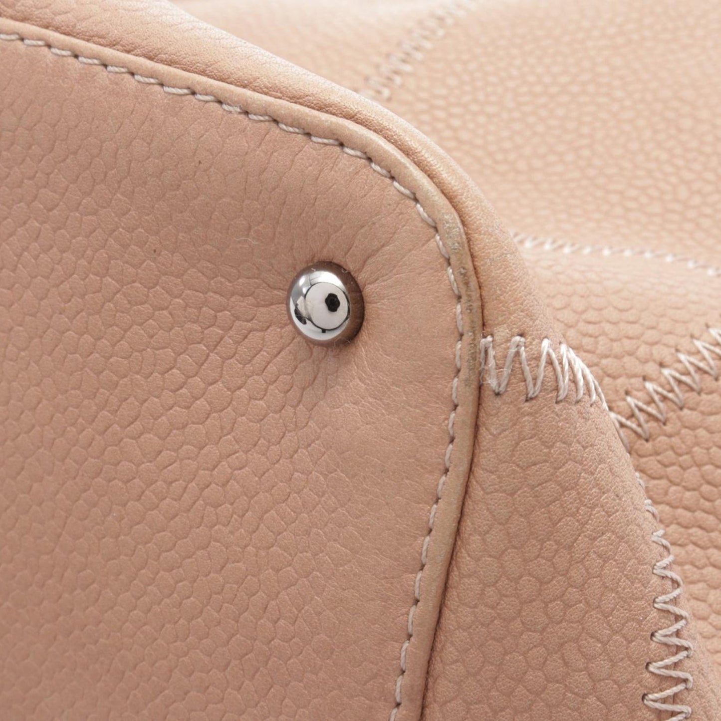 Beige Chanel Grained Calfskin Chocolate Bar Handbag
