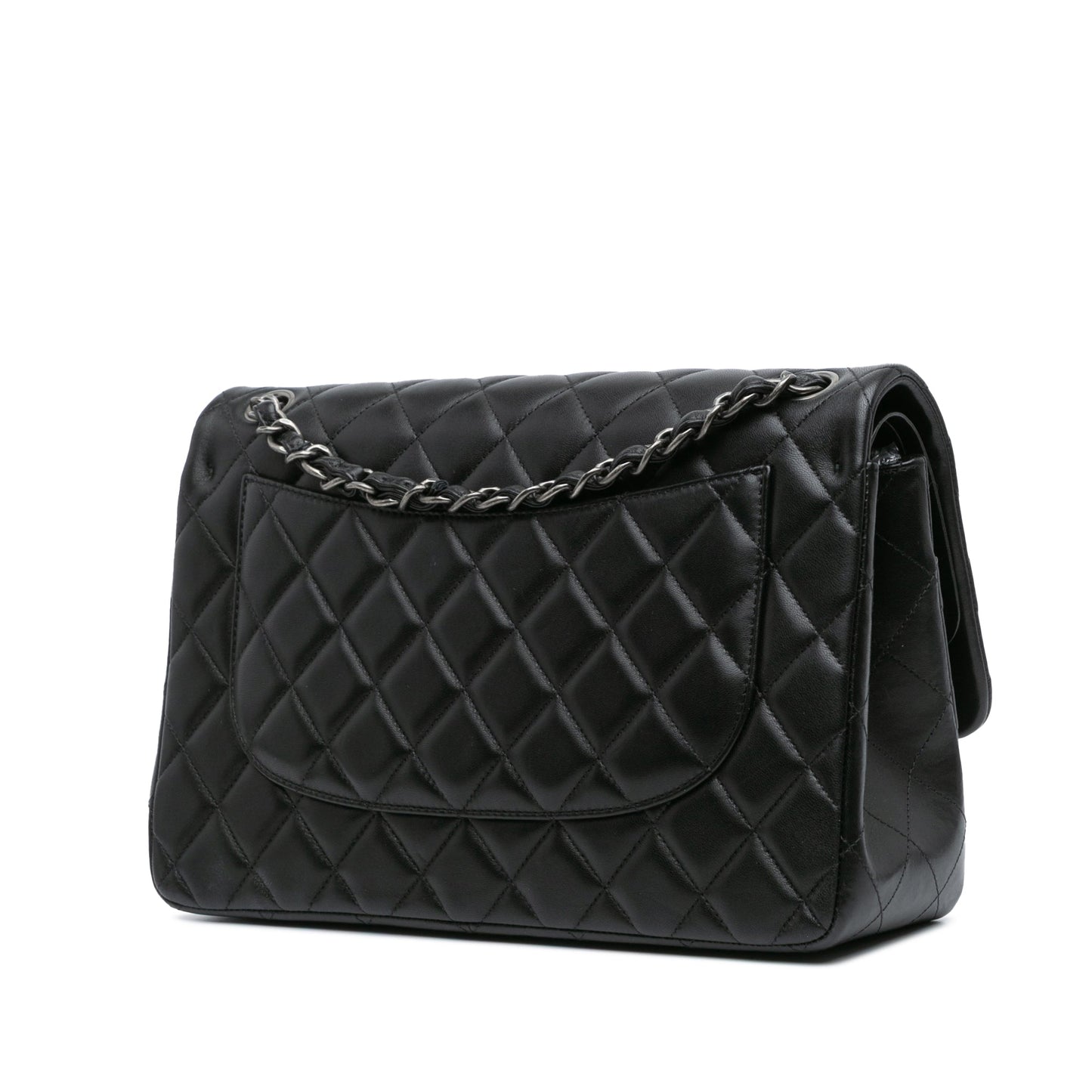 Black Chanel Jumbo Classic Lambskin Double Flap Shoulder Bag