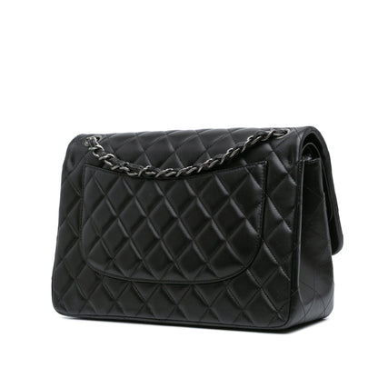Black Chanel Jumbo Classic Lambskin Double Flap Shoulder Bag