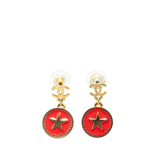 Gold Chanel Gold Plated Mini Nico Swing American Star Push Back Earrings